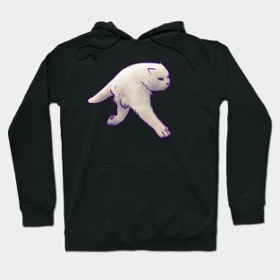 cursed white cat cryptid walking on two legs meme Hoodie